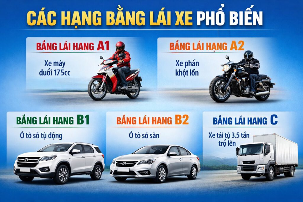 Chọn Bằng Nào Có Thể Học Hiện Nay-Đơn Đăng Kí Lái Xe-Cách Đăng Ký Thi Giấy Phép Lái Xe